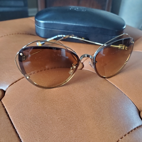 COACH Designer Sunglasses Light Gold Light Brown Lens RVP-EA-HC7086-9005/2L-60mm - Picture 5 of 6
